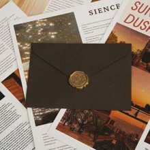 5 pièces Enveloppes de style vintage en toile de jute, enveloppes de cachets de cire d'invitation rétro - 1 pièce enveloppe + 1 pièce sceau de cire, retour à l'école