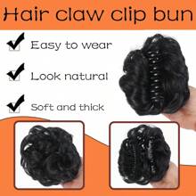 Synthetic Chignon Messy Bun Claw Clip In Hair Piece Wavy Curly Hair Bun Ponytail Extensions Scrunchie Hairpieces For Women