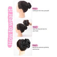 Synthetic Chignon Messy Bun Claw Clip In Hair Piece Wavy Curly Hair Bun Ponytail Extensions Scrunchie Hairpieces For Women