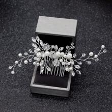 High-End Custom Handmade Bridal Hair Comb With Rhinestone And Pearl, Elegant And Luxurious