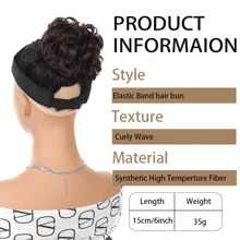 Messy Bun Hair Piece, Wavy Curly Synthetic Hair Scrunchie, Ponytail Hair Extension With Elastic Band, Suitable For Women's Daily And Party Hairstyles, Available In Black, Gold And Mixed Colors, Halloween - Multicolor - View 4