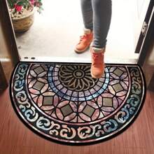 1 pieza Felpudo en forma de semicírculo para la entrada, dormitorio, porche - Alfombra de área lavable antideslizante de poliéster, de terciopelo de cristal de alta calidad con respaldo antideslizante, diseño de patrón de piedra antigua para decoración del hogar, regalos, cumpleaños, graduación, decoración de habitaciones, alfombras, decoración de dormitorios - Multicolor - Ver 10