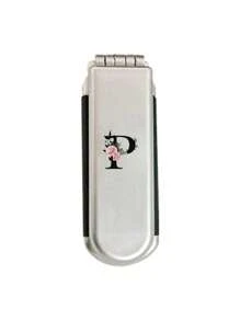 1件装二合一镀银折叠梳子兼化妆镜 – 便携式，印有花卉字母A-Z，桌面造型，现代旅行美容工具，带化妆镜的折叠梳，方便携带，非常适合旅行外出使用，双用途气垫梳，头皮按摩梳，美发造型工具，旅行必备配件，适合户外、办公室和返校季使用 - 銀色 - 查看 22