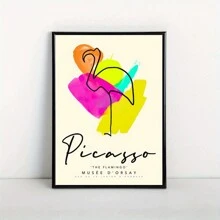 1pc Wooden Framed Flamingo Canvas Painting Thickness High Quality Wall Art Prints Poster Direct Hanging Wall Picture Decor For Home Gifts, Gift, Living Room, Bathroom, Bedroom, Kitchen