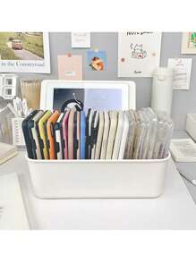 1 szt. Mleczny biały organizer biurkowy z przegródkami, tacka do przechowywania bielizny, skarpetek, małych przedmiotów
