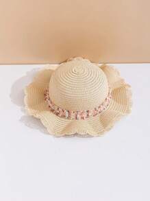 1/2pcs Children's Sun Hat, Girls' New Summer Straw Hat, Baby Travel Sun Ion Beach Hat, Fresh Bucket Hat, Cute European And American Cat Eye Glasses, Children's Fashionable Glasses