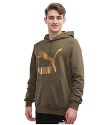 Puma 金標大logo連帽訓練休閒衛衣針織運動套頭衫 - 橄欖綠 - 查看 4