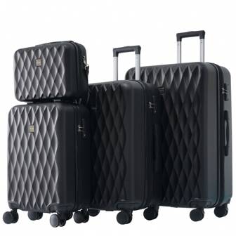 Flieks Gepäckset mit kleiner Tasche Handgepäck Hartschalen-Trolley 4 Rollen, Kofferset Trolleyset Schulreise Grundbedarf für Studentenwohnheim, Studentengrundausstattung für Uni, robuste Reisekoffer, Erweiterung, ABS-Material, TSA-Schloss