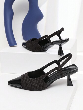 Gradient Färg spetsig tå Låg Vamp Stiletto Högklackad Slingback Sandal, festskor