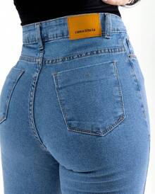Wide Leg Jeans With Elastane - 中等水洗藍 - 查看 3