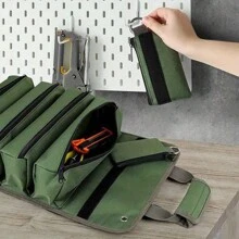 Multipurpose 6-In-1 Waterproof Oxford Cloth Tool Organizer Roll-Up, Portable Electrician Tool Bag, Heavy-Duty Rollup With 6 Compartment Pockets