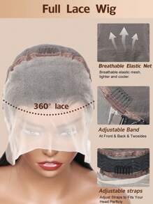 Tóc giả ren toàn bộ bằng tóc thật, tóc giả ren phía trước trong suốt, mật độ 180, tóc thẳng, tóc giả nguyên chất Brazil đã được tỉa sẵn dành cho phụ nữ. - Natural Black - Xem 8