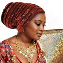 Copricapo da matrimonio tradizionale africano e sudamericano, molto ricamato e con glitter metallici, alla moda e versatile per partecipare a occasioni formali ed eventi - Multicolore - Visualizzare 11