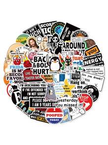 50pcs Funny Cartoon Sticker Pack, Pranks Creative Stickers Suitable For Decorating Phone, Laptop, Tablet, Helmet, Scrapbook, Luggage - Multicolor - View 9