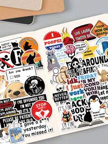 50pcs Funny Cartoon Sticker Pack, Pranks Creative Stickers Suitable For Decorating Phone, Laptop, Tablet, Helmet, Scrapbook, Luggage - Multicolor - View 4