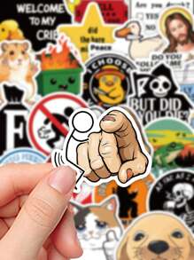 50pcs Funny Cartoon Sticker Pack, Pranks Creative Stickers Suitable For Decorating Phone, Laptop, Tablet, Helmet, Scrapbook, Luggage - Multicolor - View 6