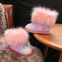 Botas de piel sintética arcoíris para niños, para uso casual diario
