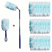 1 套静电除尘掸，手柄 + 一次性替换掸布，3 英尺加长手柄，一次性掸子替换装，静电掸布替换装，家用除尘刷，手持式除尘和清扫刷，多功能掸子，适用于洗衣、电子产品、家具、百叶窗、吊扇、汽车、键盘、清洁用品、清洁小工具 - 彩色 - 查看 17