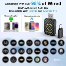 Mini Android Auto Wireless Adapter&Wireless CarPlay Adapter Convert Factory Wired To Wireless CarPlay Dongle, USB CarPlay Wireless Stick Wireless Android Auto Adapter For IOS 12+/Android 11+ No Delay