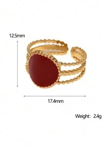 1pc Retro High-End Minimalist Geometric Gold-Plated Stainless Steel Open Ring, Suitable For Women, Versatile For Daily Wear And Gatherings