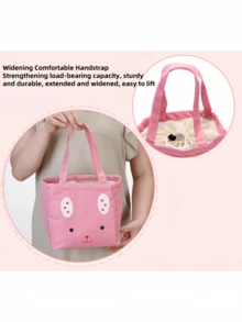 1 件可爱卡通户外野餐午餐冰袋手提袋，帆布隔热防水手提袋