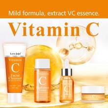 LoveJoJo Bộ chăm sóc da Vitamin C bốn trong một, Sữa rửa mặt 40g, Nước hoa hồng 50ml, Tinh chất 15ml, Kem dưỡng da mặt 20g, Nhiều loại kết hợp, Làm dịu và dưỡng ẩm, Hộp quà dung tích lớn. Món quà hoàn hảo cho mặt và cổ, Phù hợp với mọi loại da - trái cam - Xem 2