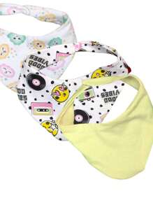 Kit 5 Baby Girl Bandana Bib With Snap Button, Assorted Print - 淺粉色 - 查看 7