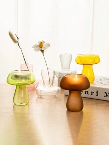 1 pezzo Portacandela in vetro a forma di fungo, supporto per candele in stile nordico semplice per scrivania, matrimoni, feste, casa