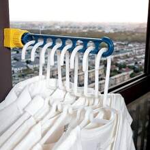 1/2PCS Portable Window Frame Clothes Hanger Creative Portable Hotel Indoor Drying Rack Home Hanging Rack For Clothes Buckle Style Essential For Hanging Clothes On Doors Indoor Swivel 8 Holes Clothes Window Hanger - Multicolor - View 6