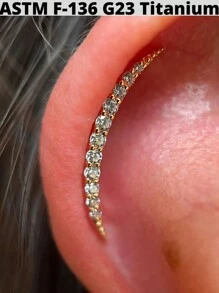 1PC G23 Titanium Cz Moon Internal Thread Labret Lip Rings Cross Snake Ear Cartilage Tragus Helix Earring Lobe Piercing Jewelry - Titanium Gold Plated - View 11