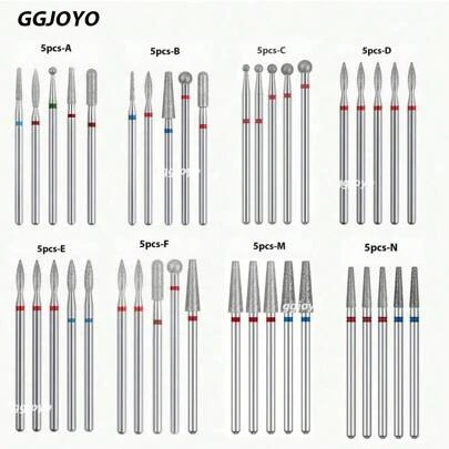 GGJOYO 5pcs Diamond Nail Drill Bit Set Milling Cutter For Manicure Cuticle Bits Electric Files Dead Skin Remove Tolls Accessories