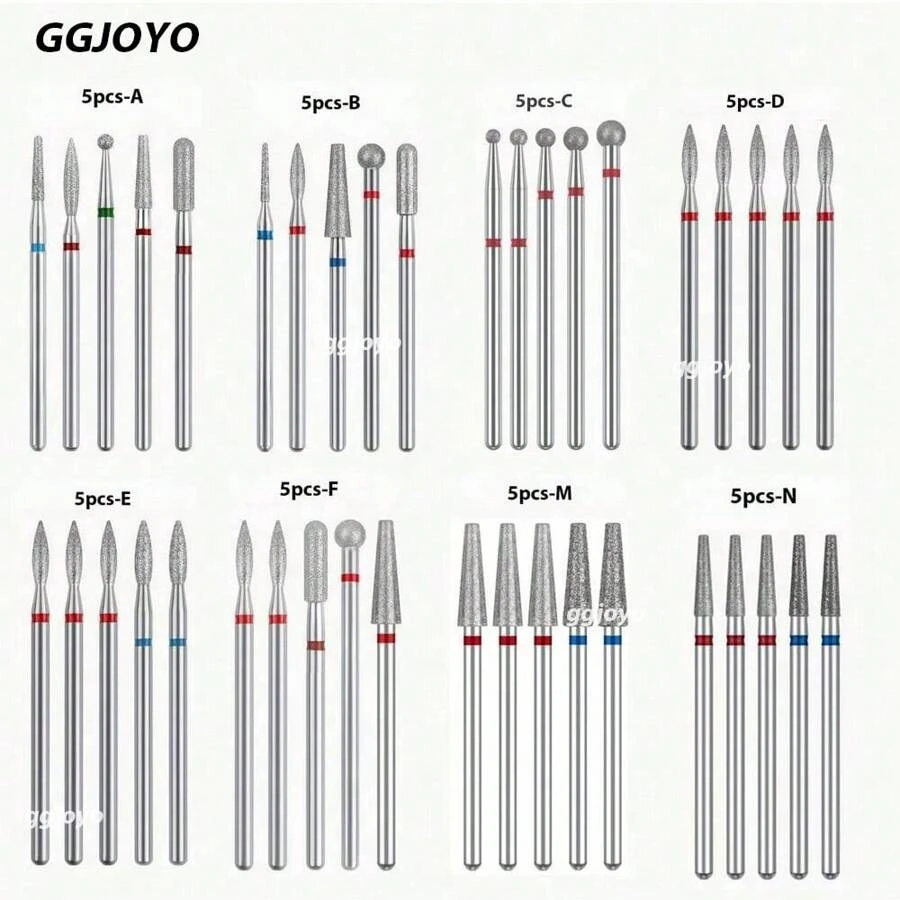 5pcs Diamond Nail Drill Bit Set Milling Cutter For Manicure Cuticle Bits Electric Files Dead Skin Remove Tolls Accessories