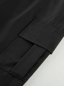 1 pièce Pantalon cargo droit décontracté et ample de couleur unie à poches multiples pour adolescent garçon/adolescents garçons, pour l'exercice et l'extérieur, printemps/été/automne