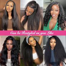 4*4 Lace Closure Kinky Straight Human Hair Wigs 180% Density 4*4 Swiss Lace Yaki Straight Wig Brazilian Human Hair Wigs For Women - Natural Black - 查看 7