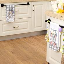 2pcs, Rabbits, Happy Easter, Black And White Plaid Super Soft Fiber Kitchen Towels, 18"X26" Seasonal Kitchen Decor Dish Cloths, Napkins, Housewarming Disguise Gifts - Multicolor - View 4