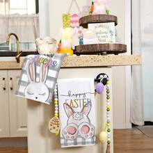2pcs, Rabbits, Happy Easter, Black And White Plaid Super Soft Fiber Kitchen Towels, 18"X26" Seasonal Kitchen Decor Dish Cloths, Napkins, Housewarming Disguise Gifts - Multicolor - View 5