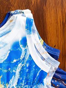 3pcs Baby Girls' Simple Elegant Casual Marble Print Romper