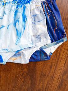 3pcs Baby Girls' Simple Elegant Casual Marble Print Romper