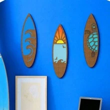 3 món đồ trang trí treo tường hình ván lướt sóng bằng gỗ, trang trí quầy bar chủ đề mùa hè Hawaii nhiệt đới với hoa dâm bụt, biển hiệu cửa hình quả dứa và rùa biển, đồ trang trí tiệc. - Nhiều màu - Xem 7