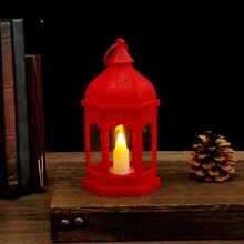 Candelabro vintage estilo minimalista europeo, linterna de vela LED estilo castillo, decoración de portavelas morisco