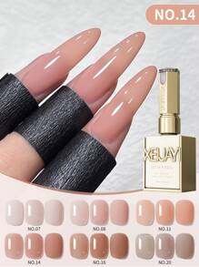 XEIJAYI XEIJAYI 6Pcs 15ML Nail Polish - Jelly Ice Transparent Nude, Peelable UV LED, Formaldehyde-Free, Oval Shape, Glossy Finish, For Nail Salon And DIY