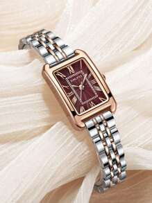 Women's Watches, Minimalist Casual Business Versatile, Roman Numerals High-End Luxury French Vintage Rectangle Stainless Steel Band Quartz Watch, Gift For Girlfriend Or Mother - Silver - View 13