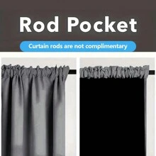 1 件优雅的灰色和白色遮光窗帘，米色和灰色房间隔断，浴帘 - 背面为黑色，厚实，杆袋设计，适用于厨房、客厅、卧室和办公室的隐私和隔热 - 灰色 - 查看 3