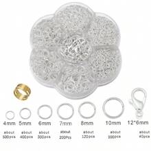 1 caja de anillos de salto, Kit de accesorios de joyería para principiantes, anillo de salto abierto, fabricación de joyas, llavero, reparación de collares con herramienta abridor 47S3 - Dorado - Ver 6