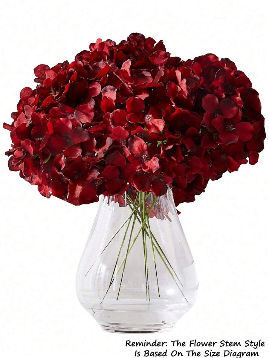 10/4 pièces Fleurs d'hortensia artificielles, bourgogne en soie réaliste de 18 cm, convient pour centre de table de mariage, bouquet DIY, décoration de vase à la maison, salon, chambre à coucher, décoration de printemps et d'été, bouquet de mariée, corsage de poignet, anniversaire, Nouvel An, Fête des Mères pour femmes et filles