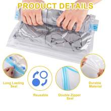 7 Packs Travel Compression Bags, Vacuum Bags For Travel, Space Saving Bags For Suitcases, Travel Essentials No Vacuum Needed, Travel Accessories For Packing Organizer