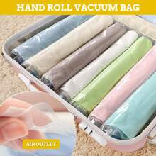 7 Packs Travel Compression Bags, Vacuum Bags For Travel, Space Saving Bags For Suitcases, Travel Essentials No Vacuum Needed, Travel Accessories For Packing Organizer
