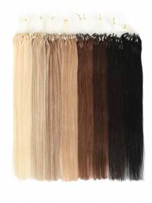 Micro Loop Hair Extensions Real Human Hair Nature Color 12-22inch Straight Invisible Premium Human Hair 50pcs Micro Loop Hair Extensions - S60 - 查看 3