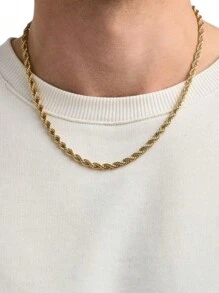 Cadena torzal para hombre en oro laminado 45 cm - Amarillo Oro - Ver 1