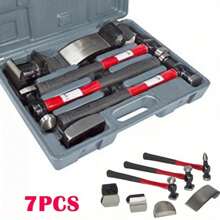 7X Hammers Car Auto Body Panel Repair Tool - Fibre Handles, For Effective Beating In Auto Body Work